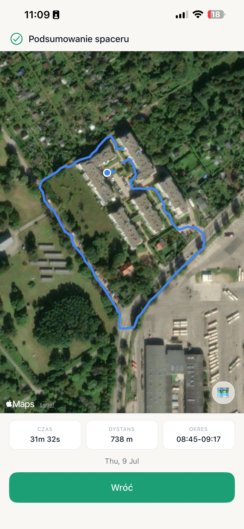 Mapa w raporcie z opieki
