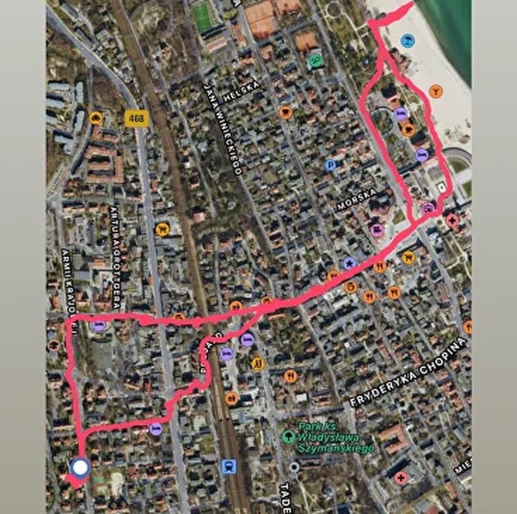 Trasa spaceru na mapie